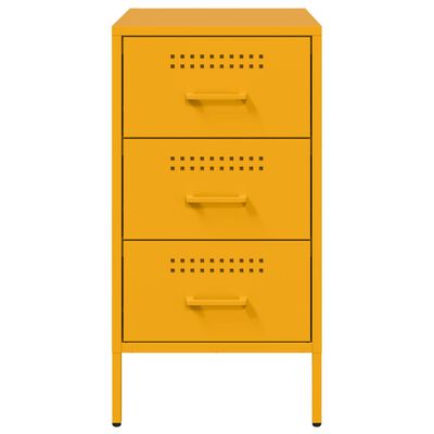 vidaXL Bedside Cabinet Mustard Yellow 36x39x68 cm Steel