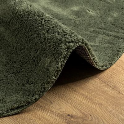 vidaXL Rug HUARTE Short Pile Soft and Washable Forest Green Ø 160 cm