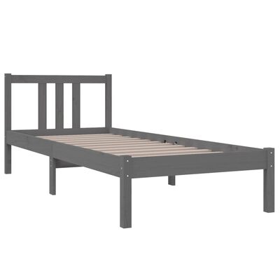 vidaXL Bed Frame without Mattress Grey Solid Wood 75x190 cm Small Single