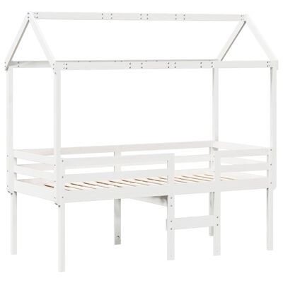 vidaXL High Sleeper Bed without Mattress White 75x190 cm Small Single Solid Wood Pine