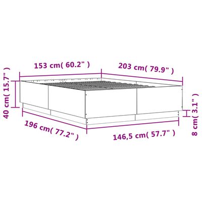 vidaXL Bed Frame without Mattress Brown Oak 150x200 cm King Size