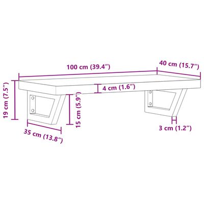 vidaXL Basin Shelf Wall Mounted Steel and Solid Wood Acacia