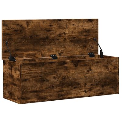 vidaXL Storage Box Smoked Oak 102x35x35 cm Engineered Wood