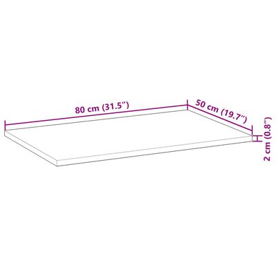 vidaXL Table Top Rectangular 80x50x2 cm Solid Wood Acacia