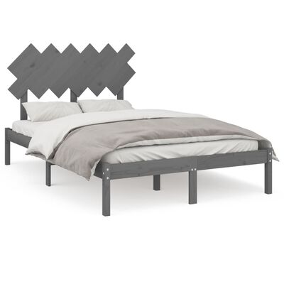 vidaXL Bed Frame without Mattress Grey 135x190 cm Double Solid Wood