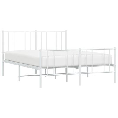 vidaXL Metal Bed Frame without Mattress with Footboard White 160x200 cm