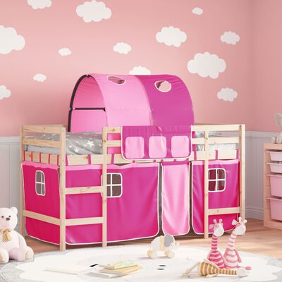 vidaXL Kids' Loft Bed with Tunnel without Mattress Pink 90x190 cm Single