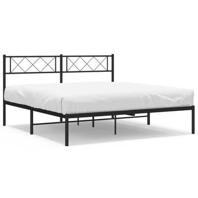 vidaXL Metal Bed Frame without Mattress with Headboard Black 120x200 cm