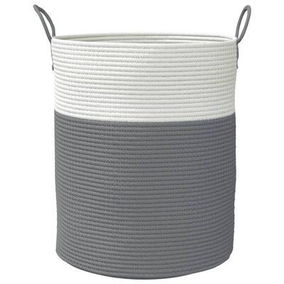 vidaXL Storage Basket Grey and White Ø38x46 cm Cotton