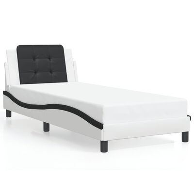 vidaXL Bed Frame without Mattress White and Black 80x200 cm Faux Leather