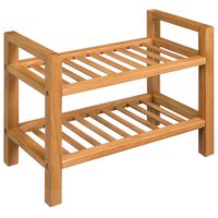 vidaXL Shoe Rack with 2 Shelves 50x27x40 cm Solid Oak Wood