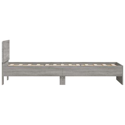 vidaXL Bed Frame without Mattress with LED Lights Grey Sonoma 90x200 cm