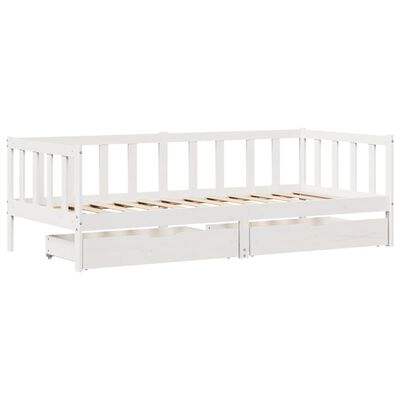 vidaXL Daybed with Drawers without Mattress White 90x190 cm Single Solid Wood