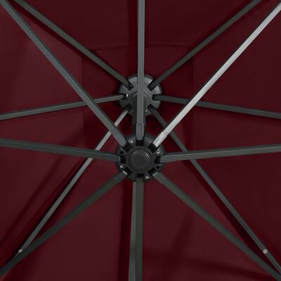 vidaXL Cantilever Garden Parasol with Pole and LED Lights Bordeaux Red 250 cm