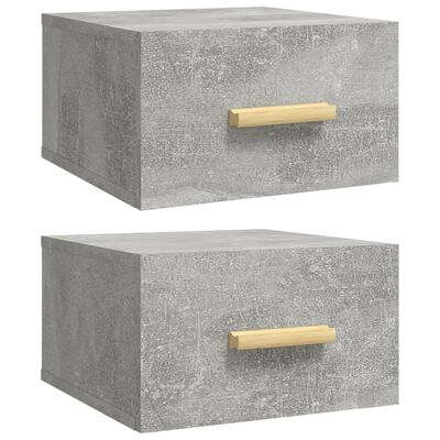 vidaXL Wall-mounted Bedside Cabinets 2 pcs Concrete Grey 35x35x20 cm