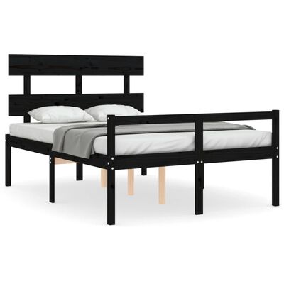 vidaXL Senior Bed without Mattress Black Double Solid Wood