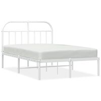 vidaXL Metal Bed Frame without Mattress with Headboard White 120x190 cm Small Double