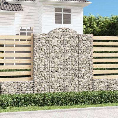 vidaXL Arched Gabion Baskets 7 pcs 200x30x220/240 cm Galvanised Iron