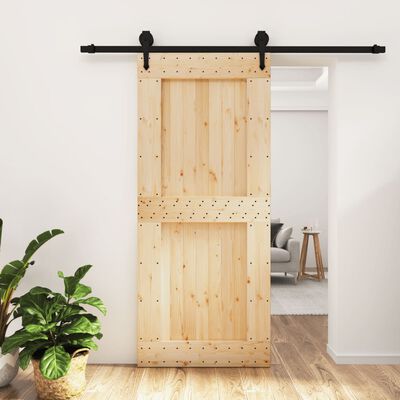 vidaXL Sliding Door with Hardware Set 90x210 cm Solid Wood Pine