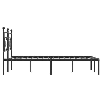 vidaXL Metal Bed Frame without Mattress with Headboard Black 150x200 cm King Size