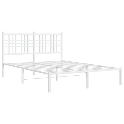 vidaXL Metal Bed Frame without Mattress with Headboard White 120x190 cm Small Double