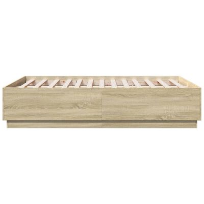 vidaXL Bed Frame with LED without Mattress Sonoma Oak 120x190 cm Small Double