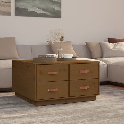 vidaXL Coffee Table Honey Brown 80x80x45 cm Solid Wood Pine