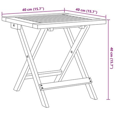 vidaXL Folding Garden Chairs 2 pcs with Table Black Solid Wood