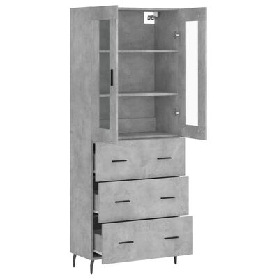 vidaXL Highboard Concrete Grey 69.5x34x180 cm Engineered Wood