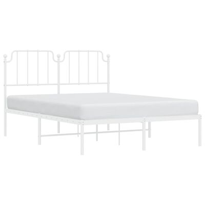 vidaXL Metal Bed Frame without Mattress with Headboard White 135x190 cm Double