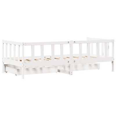 vidaXL Daybed with Drawers without Mattress White 90x190 cm Single Solid Wood