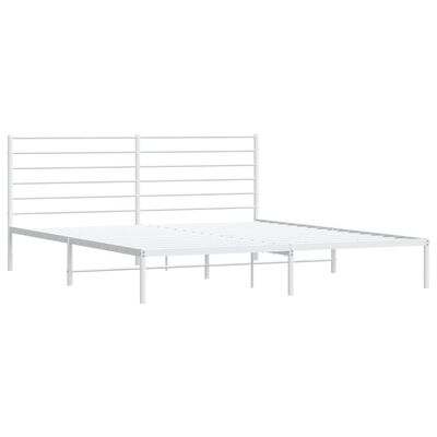 vidaXL Metal Bed Frame without Mattress with Headboard White 200x200 cm