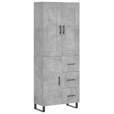 vidaXL Highboard Concrete Grey 69.5x34x180 cm Engineered Wood