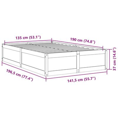 vidaXL Bed Frame without Mattress 135x190 cm Double Solid Wood Pine