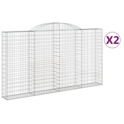 vidaXL Arched Gabion Baskets 2 pcs 300x30x160/180 cm Galvanised Iron