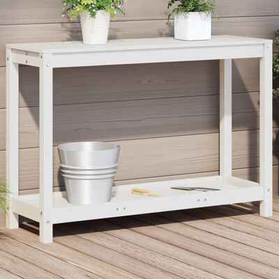 vidaXL Potting Table with Shelf White 108x35x75 cm Solid Wood Pine