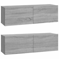 vidaXL Wall TV Cabinets 2 pcs Grey Sonoma 100x30x30 cm Engineered Wood