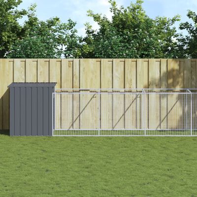 vidaXL Dog House with Run Anthracite 110x1221x110 cm Galvanised Steel