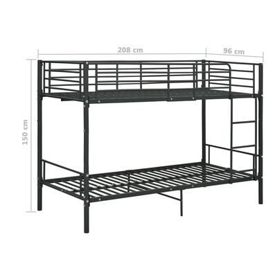 vidaXL Bunk Bed without Mattress Black Metal 90x200 cm