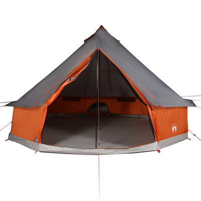 vidaXL Family Tent Tipi 10-Person Grey and Orange Waterproof