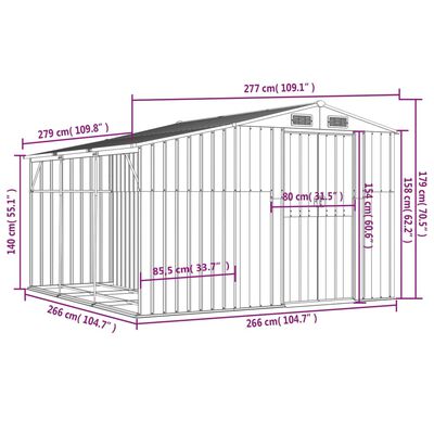 vidaXL Garden Shed Anthracite 277x279x179 cm Galvanised Steel