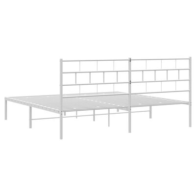 vidaXL Metal Bed Frame without Mattress with Headboard White 193x203 cm