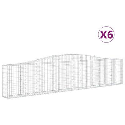 vidaXL Arched Gabion Baskets 6 pcs 400x30x80/100 cm Galvanised Iron