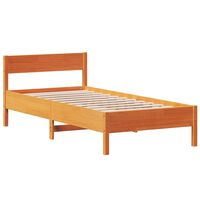 vidaXL Bed Frame without Mattress Wax Brown 75x190 cm Small Single Solid Wood Pine