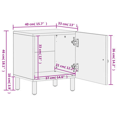 vidaXL Bedside Cabinets 2 pcs 40x33x46 cm Solid Wood Mango