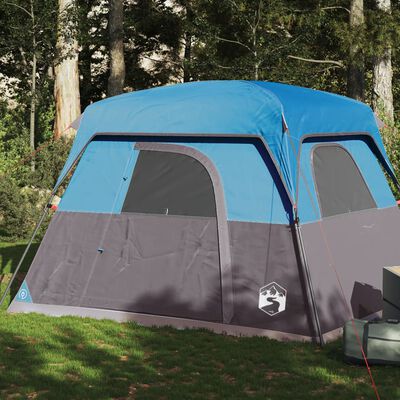 vidaXL Camping Tent Cabin 4-Person Blue Waterproof