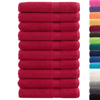 vidaXL Premium Sauna Towels SOLUND 10 pcs Red 80x200 cm 600 gsm