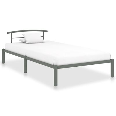 vidaXL Bed Frame without Mattress Grey Metal 100x200 cm