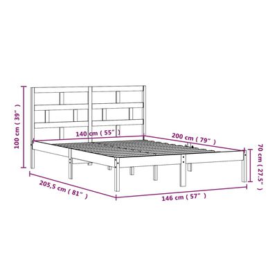 vidaXL Bed Frame without Mattress White Solid Wood 140x200 cm (810018+814195)