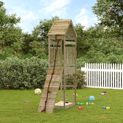 vidaXL Playhouse with Climbing Wall Impregnated Wood Pine